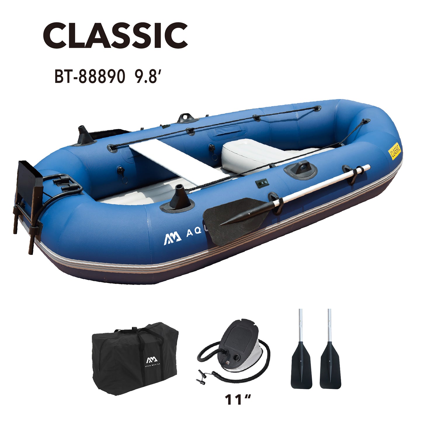 Aqua Marina - Bateau de pêche classique avancé avec support moteur