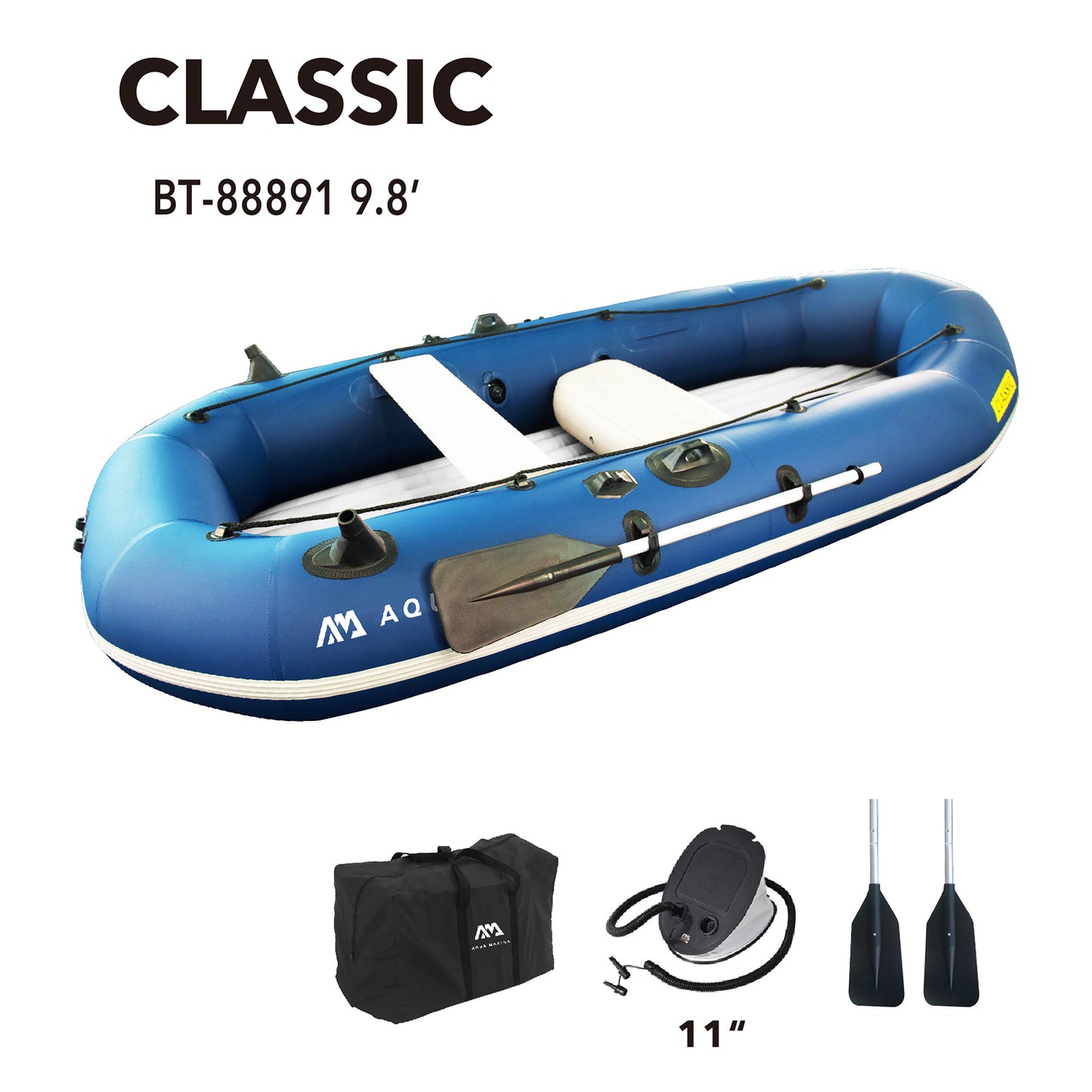 Aqua Marina - Bateau de pêche classique avancé avec support pour moteur de pêche à la traîne T-18