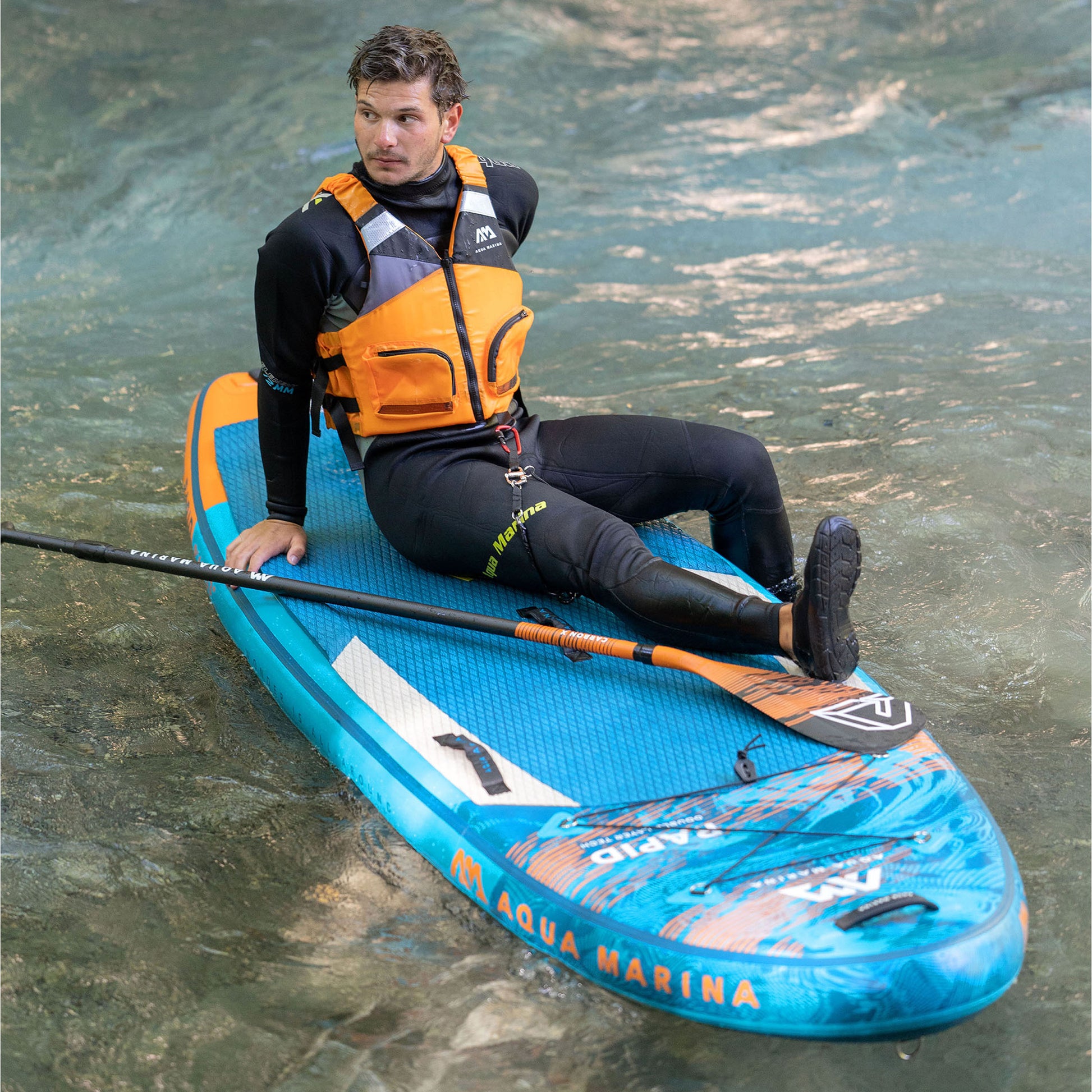 Aqua Marina - RAPID 9' 6" White Water Inflatable Stand Up Paddle Board (iSup) - Aqua Marina