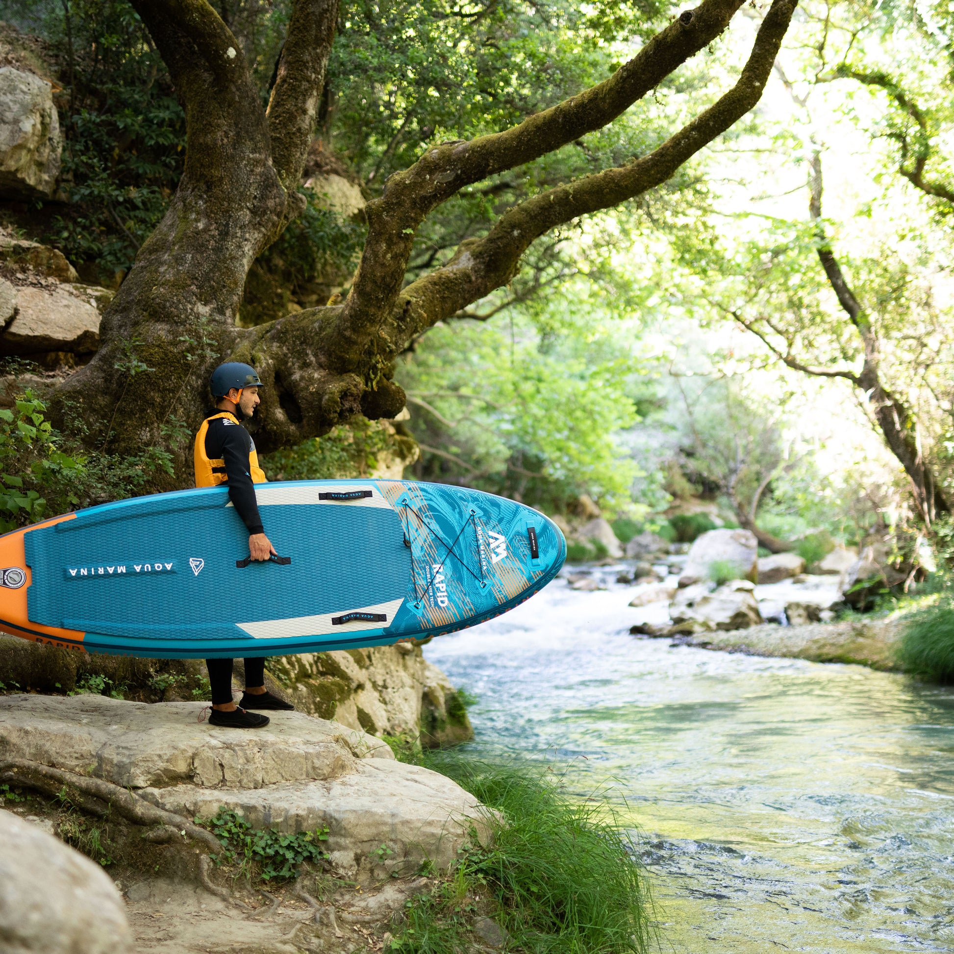 Aqua Marina - RAPID 9' 6" White Water Inflatable Stand Up Paddle Board (iSup) - Aqua Marina