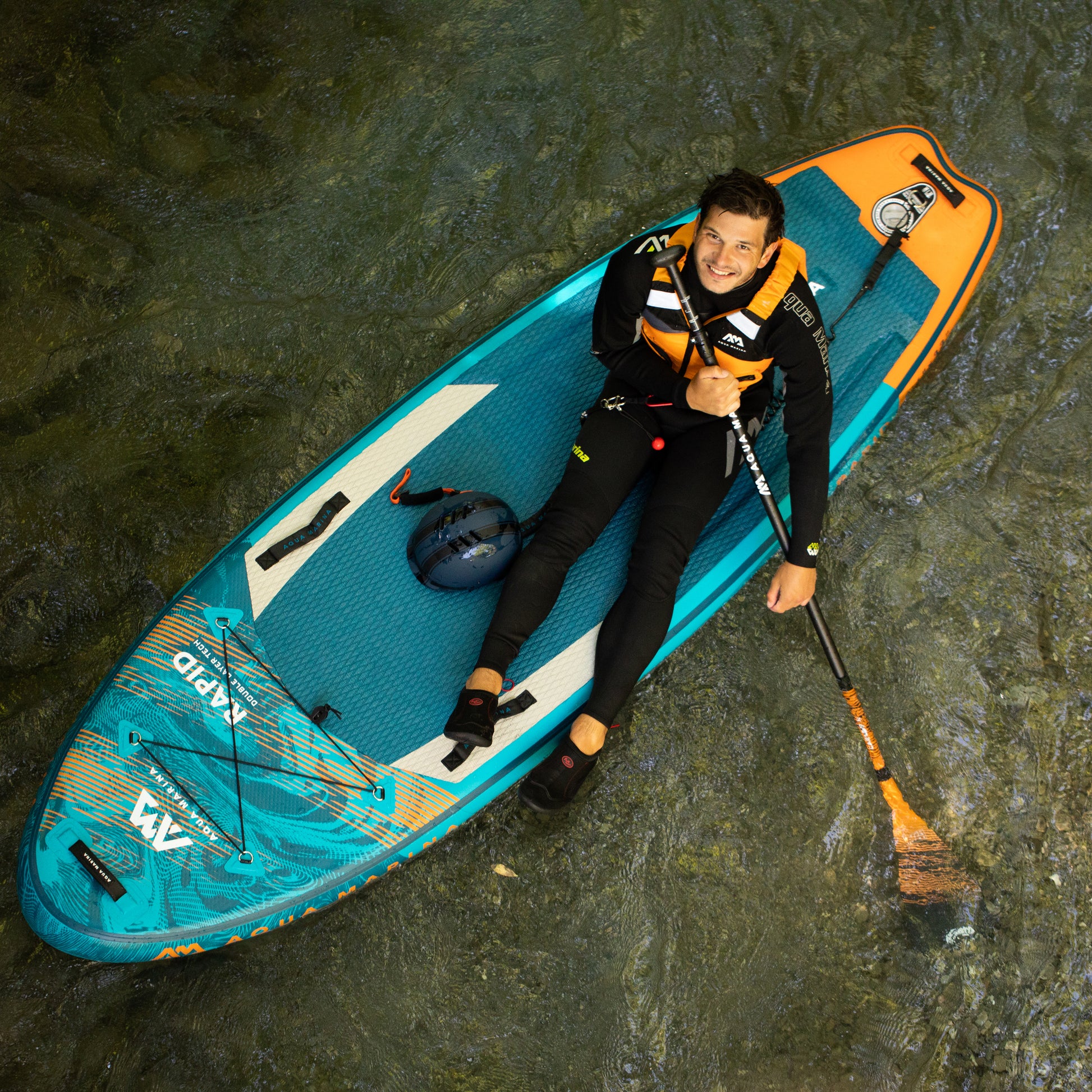 Aqua Marina - RAPID 9' 6" White Water Inflatable Stand Up Paddle Board (iSup) - Aqua Marina