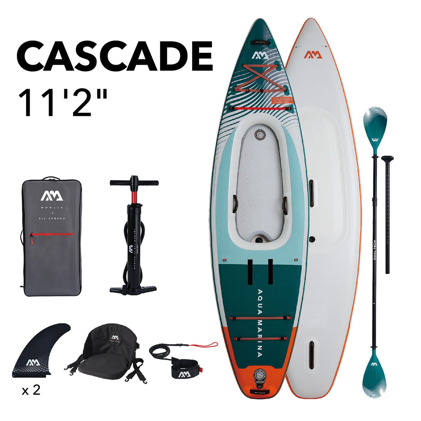 Aqua Marina - CASCADE 11'2" Planche iSUP hybride polyvalente avec pagaie