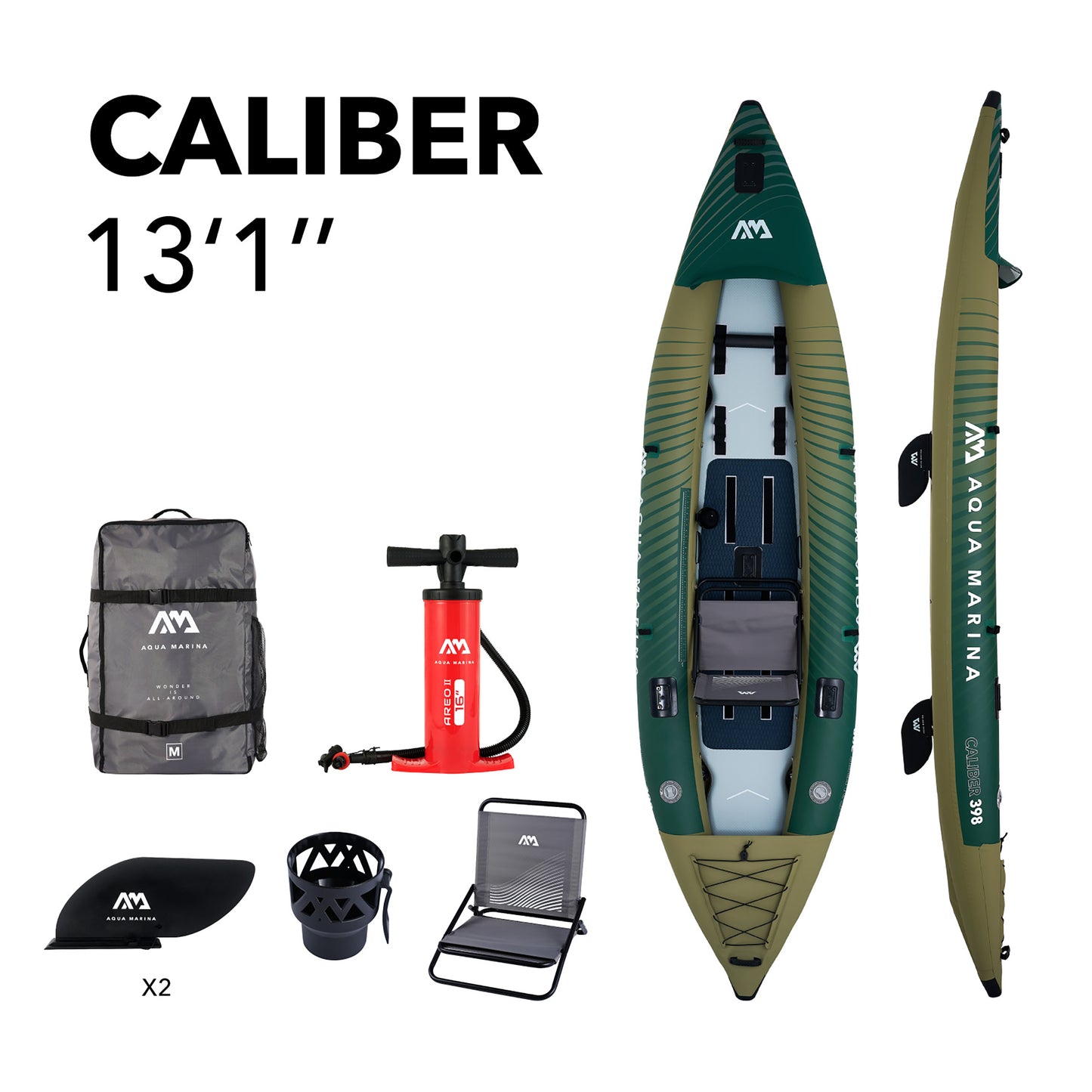 Aqua Marina - Kayak de pêche Caliber 1/2 personne