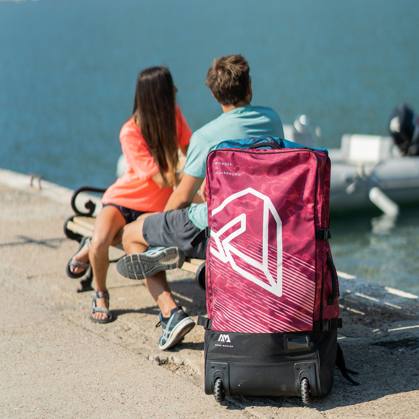 Aqua Marina - Premium Luggage Bag - (Raspberry) with rolling wheel 132L
