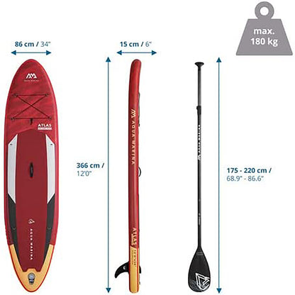 Aqua Marina - ATLAS 12'0" Advanced All-Around Inflatable Stand Up Paddle Board (iSup)